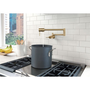 Contemporary Pot Filler Kitchen Faucet in Champagne Bronze