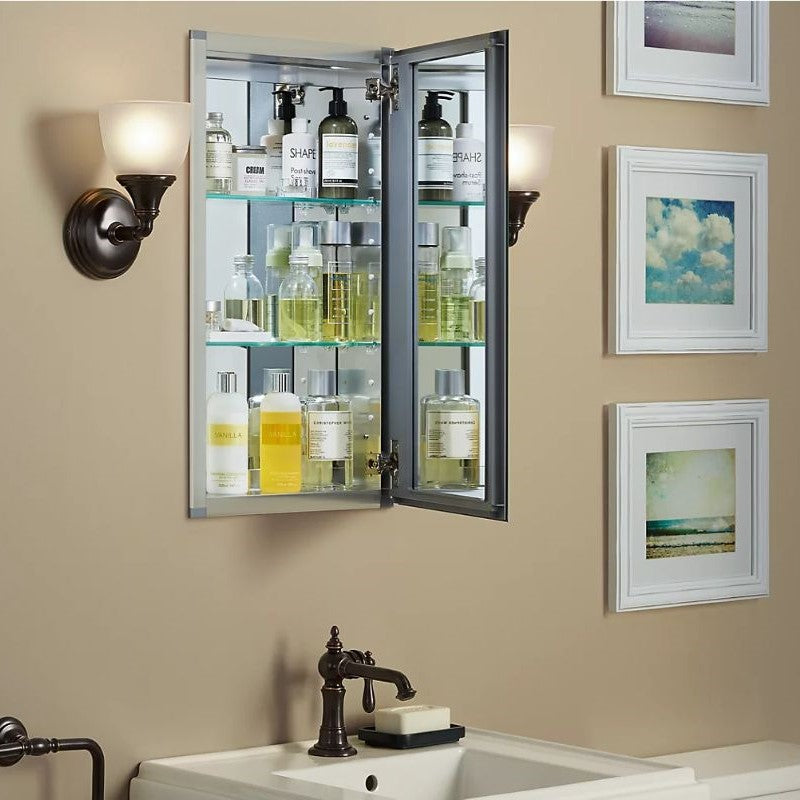 Mirrored Single Door Medicine Cabinet (15' x 26' x 4.81')