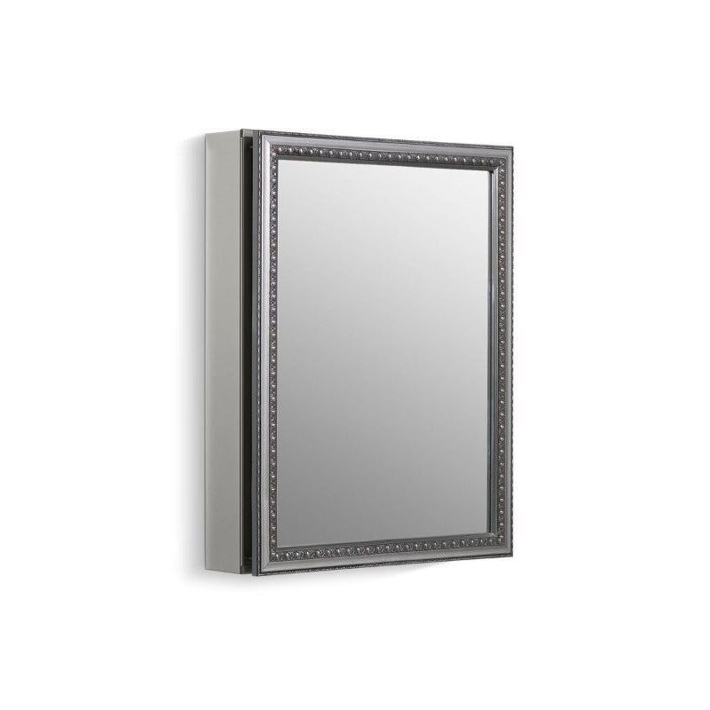 Framed Single Door Mirrored Medicine Cabinet in Silver (20' x 26' x 5.25')