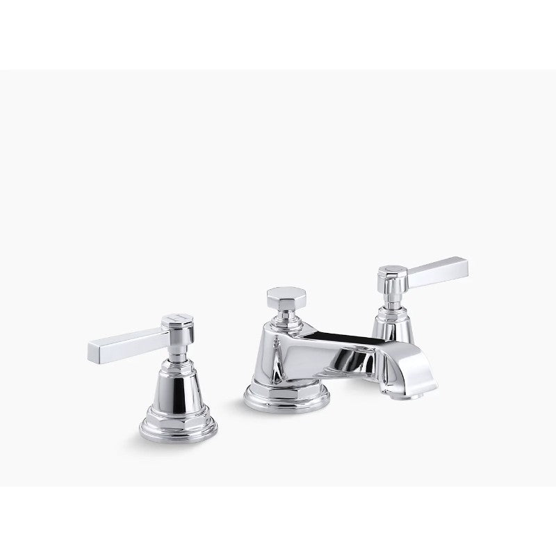 Pinstripe Pure Lever Handle Widespread Bathroom Faucet in Polished Chrome