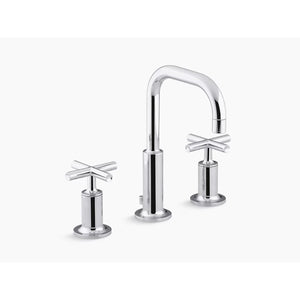 Purist Cross Handle Widespread Gooseneck Bathroom Faucet in Polished Chrome