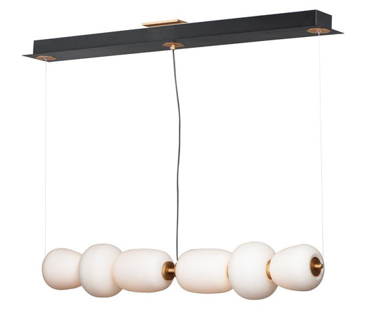Soji 6" 2 Light Linear Pendant in Black and Gold