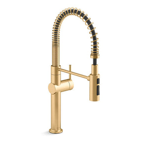 Crue Single-Handle Pre-Rinse Kitchen Faucet in Vibrant Brushed Moderne Brass