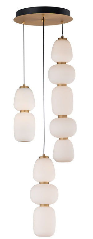 Soji 15.75' 3 Light Multi-Light Pendant in Black and Gold