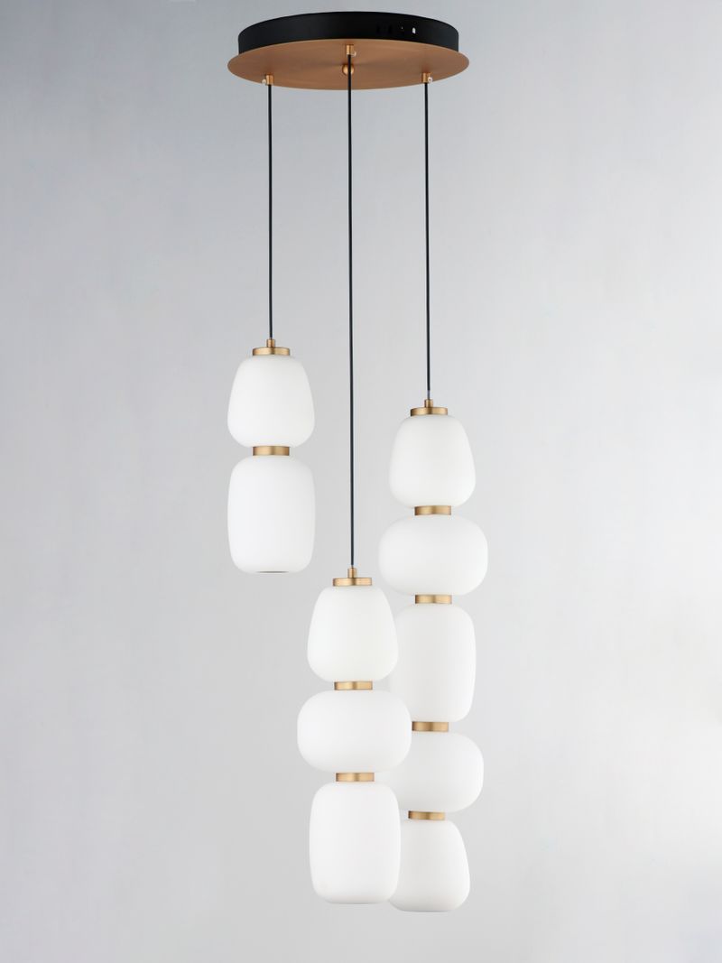 Soji 15.75' 3 Light Multi-Light Pendant in Black and Gold