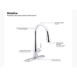 Simplice Pull-Down 15.38' Kitchen Faucet in Vibrant Stainless