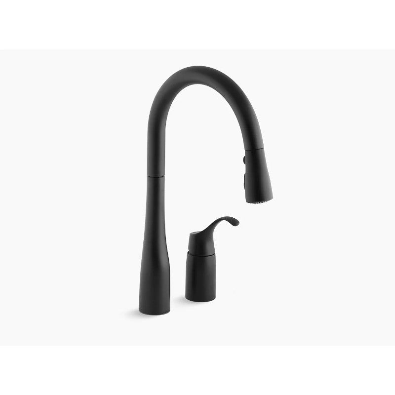 Simplice Pull-Down 2-Hole Kitchen Faucet in Matte Black