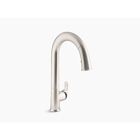 Sensate Pull-Down Touchless Kitchen Faucet in Vibrant Stainless with Black Accents