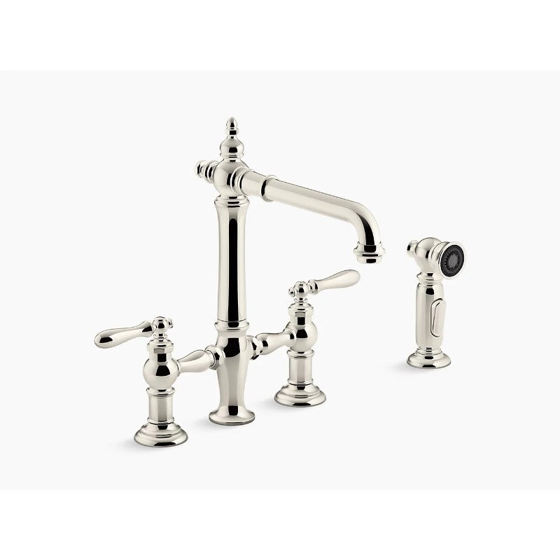 Artifacts Bridge Kitchen Faucet in Vibrant Polished Nickel