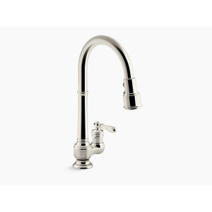Artifacts Pull-Down Kitchen Faucet in Vibrant Polished Nickel - 5.06' Width