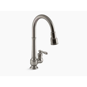 Artifacts Pull-Down Kitchen Faucet in Vibrant Stainless - 5.06' Width