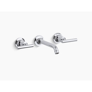 Purist Two-Handle Widespread Wall Mount Bathroom Faucet in Polished Chrome