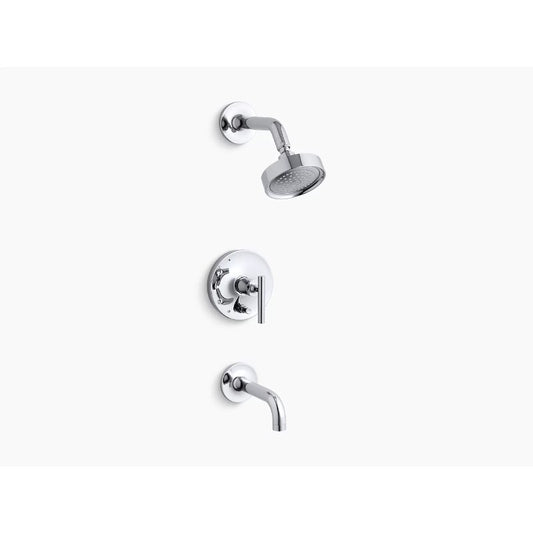 Purist Single-Handle Tub & Shower in Polished Chrome with Push Botton Diverter