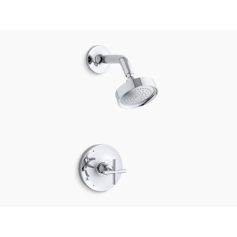 Purist Single Cross Handle Shower Only in Polished Chrome