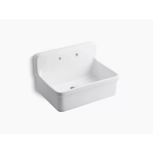 Gilford 7.5" x 30" x 8.63" Vitreous China Single Basin Bracket-Mounted Laundry Sink in White