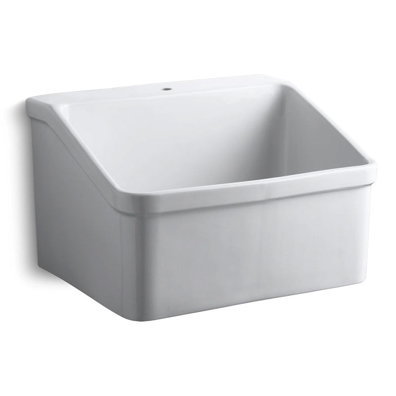 Hollister 22' x 28' x 17.5' Vitreous China Single Basin Bracket-Mounted Laundry Sink in White