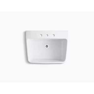 Hollister 22' x 28' x 17.5' Vitreous China Single Basin Bracket-Mounted Laundry Sink in White - Widespread Faucet Holes