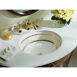 Flight of Fancy Oval 16.13' x 19.19' x 8.19' Vitreous China Undermount Bathroom Sink in White with Gold Caxton