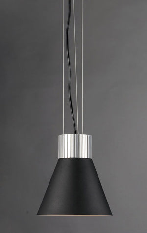 Storehouse 9' Single Light Mini-Pendant in Satin Aluminum and Black