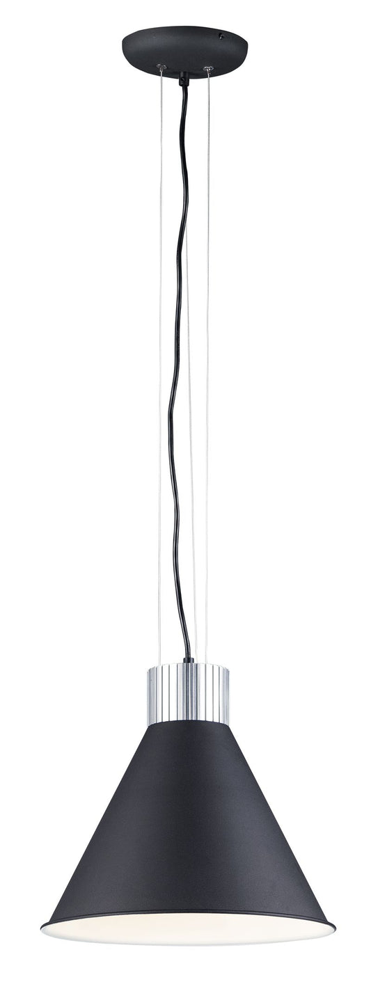 Storehouse 13.75" Single Light Pendant in Satin Aluminum and Black