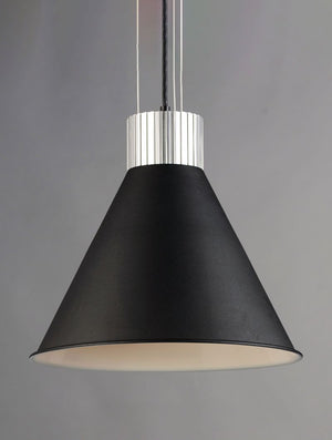 Storehouse 13.75' Single Light Pendant in Satin Aluminum and Black