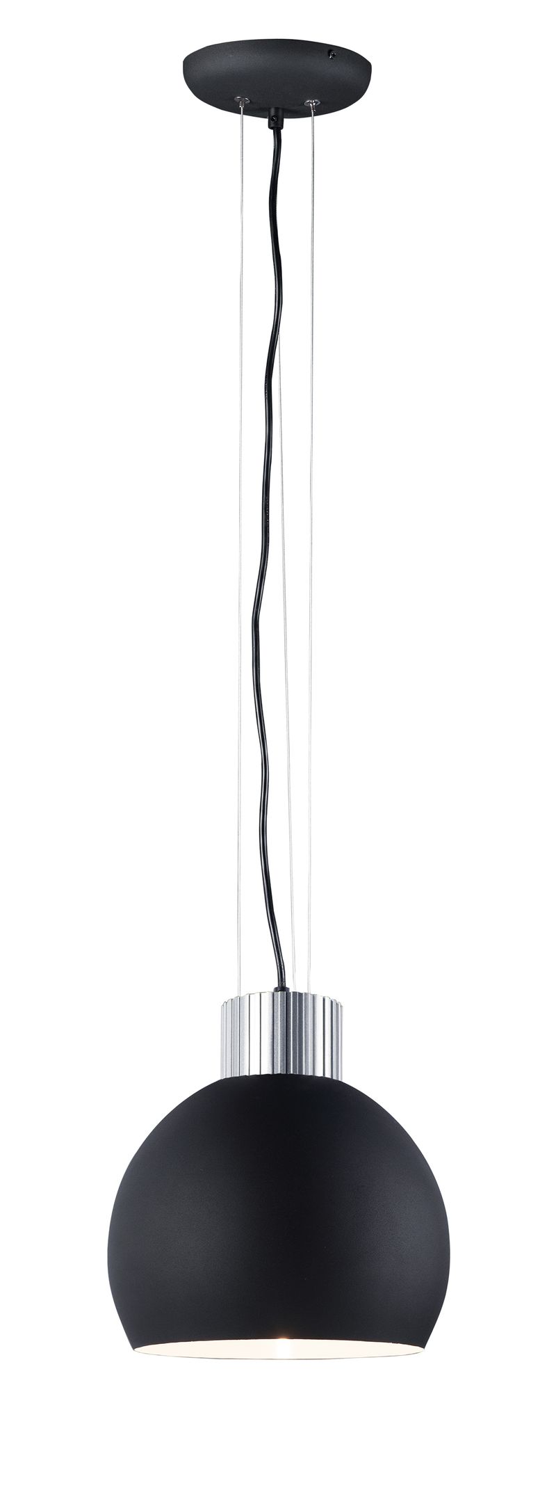 Storehouse 10.75' Single Light Pendant in Satin Aluminum and Black