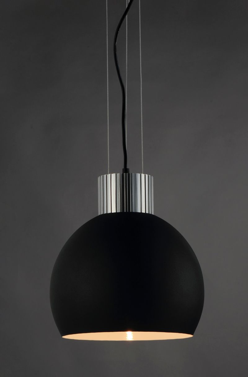 Storehouse 10.75' Single Light Pendant in Satin Aluminum and Black