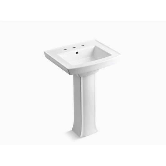 Archer 20.44" x 23.94" x 35.25" Vitreous China Pedestal Bathroom Sink in White - Widespread Faucet Holes