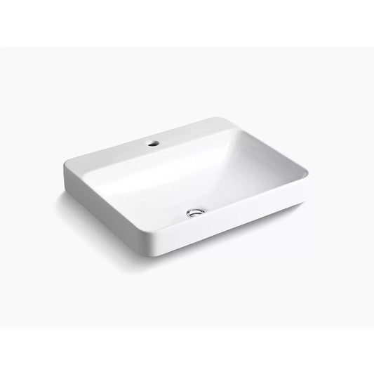 Vox Rectangle 18.13" x 23" x 6.88" Vitreous China Vessel Bathroom Sink in White