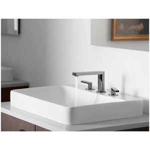 Vox Rectangle 18.13' x 23' x 6.88' Vitreous China Vessel Bathroom Sink in White - Widespread Faucet Holes