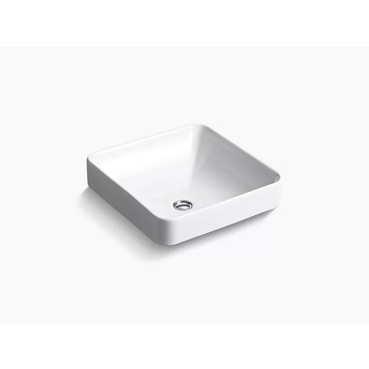 Vox Square 16.25" x 16.25" x 6.75" Vitreous China Vessel Bathroom Sink in White