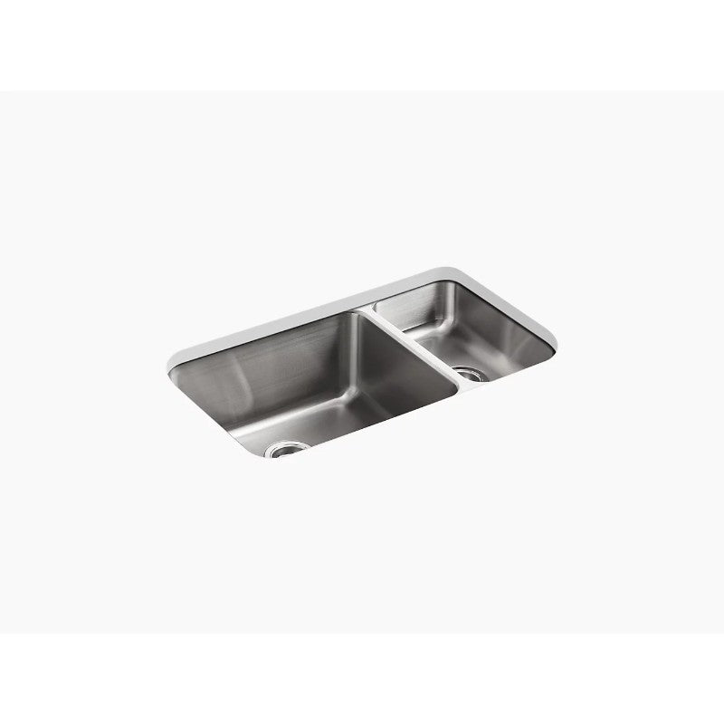 Undertone 18' x 31.5' x 9.75' Stainless Steel Double Basin Undermount Kitchen Sink
