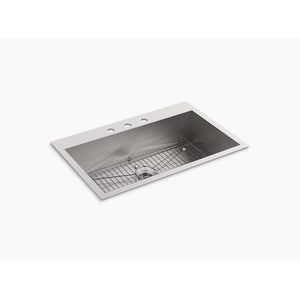Vault 22' x 33' x 9.31' Stainless Steel Single Basin Dual-Mount Kitchen Sink - 3 Faucet Holes
