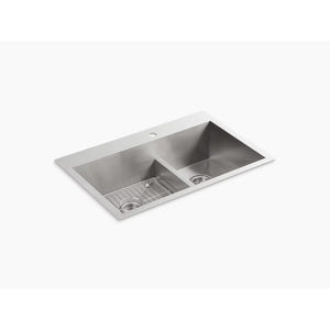 Vault 22' x 33' x 9' Stainless Steel Double Basin Dual-Mount Kitchen Sink