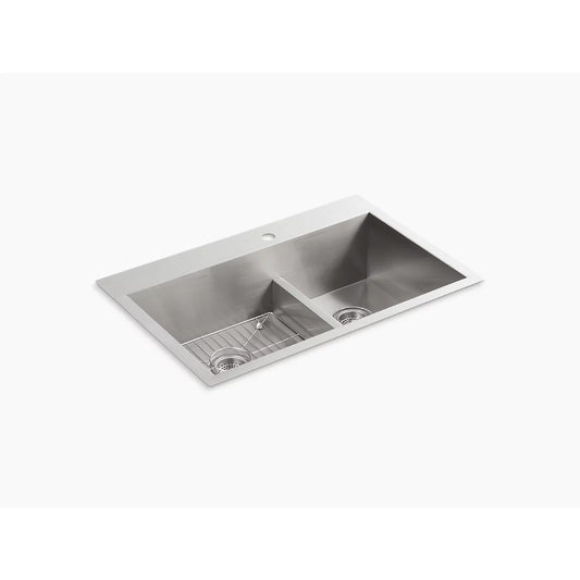 Vault 22" x 33" x 9" Stainless Steel Double Basin Dual-Mount Kitchen Sink