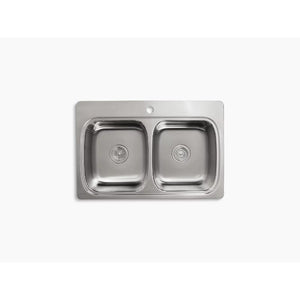 Verse 22' x 33' x 9.25' Stainless Steel Double Basin Drop-In Kitchen Sink