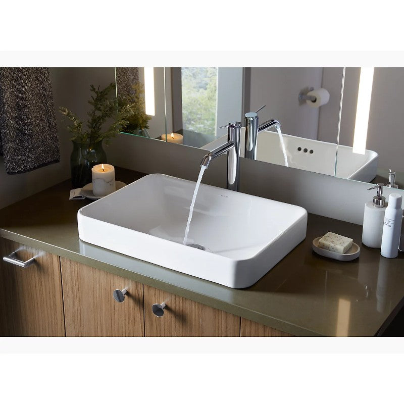 Vox Rectangle 16.13' x 22.63' x 6.88' Vitreous China Vessel Bathroom Sink in White