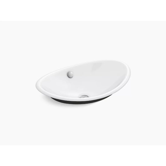 Iron Plains Oval Wading Pool 14.25" x 20.75" x 6.69" Enameled Cast Iron Vessel Bathroom Sink in White