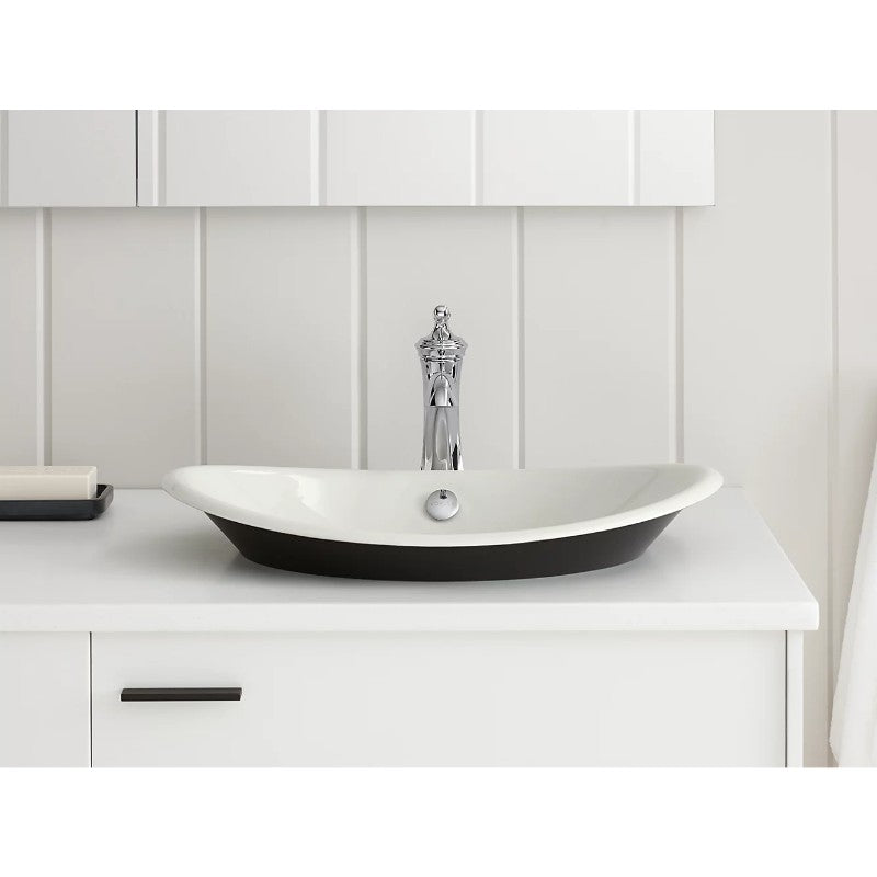 Iron Plains Oval Wading Pool 14.25' x 20.75' x 6.69' Enameled Cast Iron Vessel Bathroom Sink in White