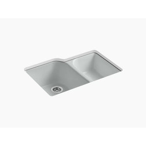 Executive Chef 22' x 33' x 10.63' Enameled Cast Iron Double Basin Undermount Kitchen Sink in Ice Grey