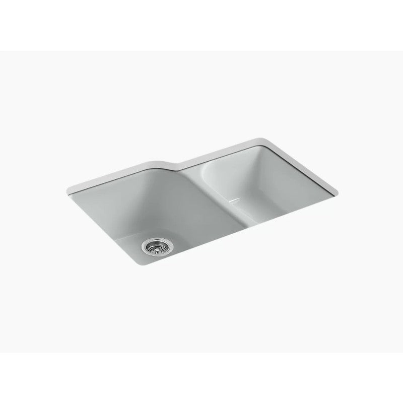 Executive Chef 22' x 33' x 10.63' Enameled Cast Iron Double Basin Undermount Kitchen Sink in Ice Grey