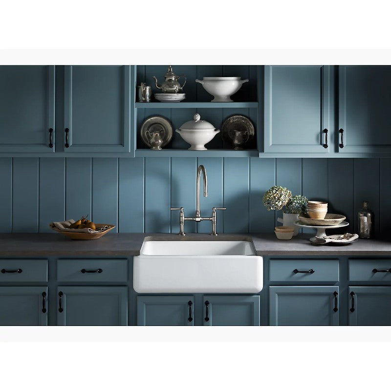 Whitehaven 21.56' x 29.69' x 9.63' Enameled Cast Iron Single Basin Farmhouse Apron Kitchen Sink in White