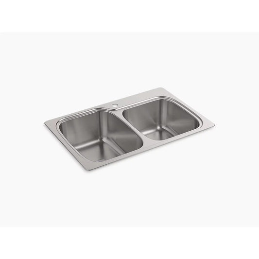 Verse 22" x 33" x 9.25" Stainless Steel Double Basin Dual-Mount Kitchen Sink