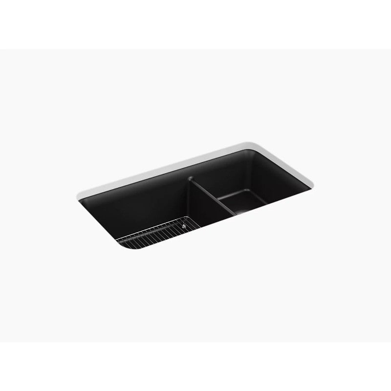 Cairn 18.31' x 33.5' x 10.13' Neoroc Double Basin Undermount Kitchen Sink in Matte Black