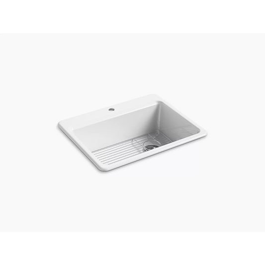 Riverby 22" x 27" x 9.63" Enameled Cast Iron Single Basin Drop-In Kitchen Sink in White