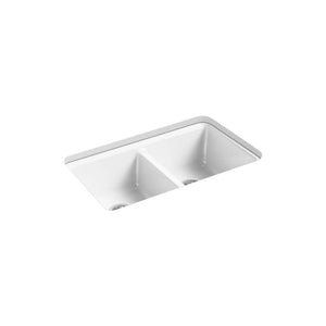Riverby 22' x 33' x 9.63' Enameled Cast Iron Double Basin Undermount Kitchen Sink in White