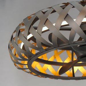 Weave Fandelight with Blades in Bronze Gilt and Gold
