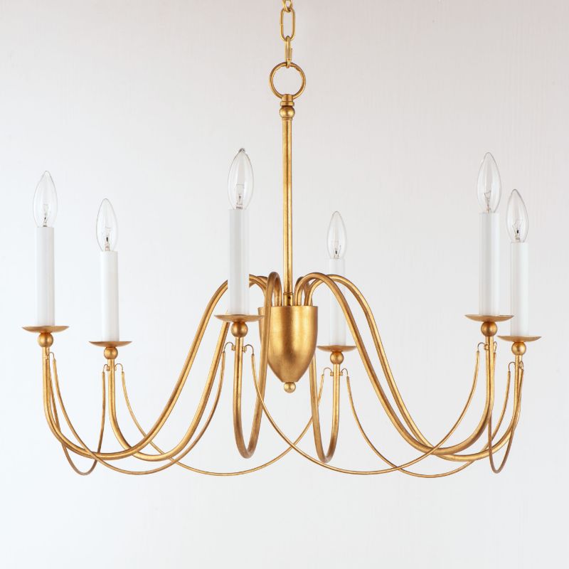 Plumette 28' 6 Light Suspension Chandelier in Gold Leaf