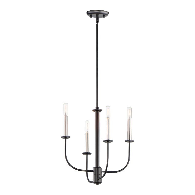 Wesley 16' 4 Light Multi-Tier Chandelier in Black and Satin Nickel