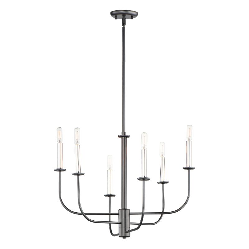 Wesley 24' 6 Light Multi-Tier Chandelier in Black and Satin Nickel